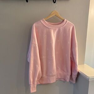 Blush Pink Women's Embroidered Bow Sweatshirt